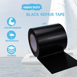 Autrends Tent Repair Tape, Awning Repair Tape, Canvas Repair Tape, Fabric Repair Tape for Boat Covers/RV Cover/Boat Canvas/Car Soft Top/RV Awning/Umbrella,30FTx6 Black Heavy Duty