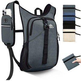 Seektop 15L Small Hiking Backpack for Women Men, Foldable Packable Backpack with Phone Pocket, Lightweight Travel Daypack for Hiking Camping Outdoor (Gray)