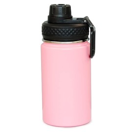 Colorful PoPo 12 oz Kids Stainless Steel Water Bottle, Double Wall Vacuum Insulated Tumbler Thermoses with Wide Mouth Leakproof Spout Lid (Pink)