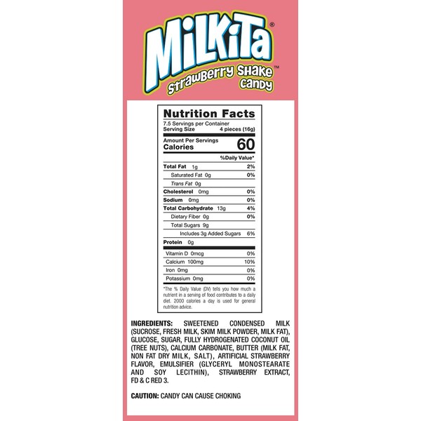 Milkita Variety 4 Pack of Creamy Shake Candy, Low-Sugar, 0% Trans Fat, Gluten Free Chewy Candies with Calcium and Real Milk (Honeydew, Vanilla, Strawberry, & Cappuccino Flavors) 4 Pack, 120 Pieces
