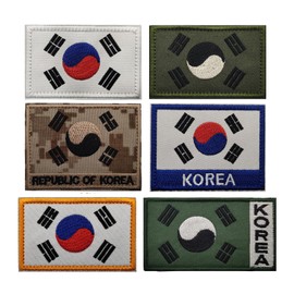 EmWoot 6PCS South Korea Korean Flag Patches Set Embroidered Tactical Morale Patch Hook and Loop