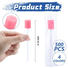 TrelaCo 500 Pcs Oral Swabs Bulk Disposable Oral Swabs Multicolor Mouth Swabs Sponge Individually Wrapped for Elderly Kids Adults Oral Cavity Mouth Cleaning (Hexagon)