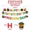 Pre-Strung Happy Juneteenth Freedom Banner Decorations for Party, Glitter Juneteenth