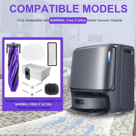 PhoebCynthi Replacement Accessories Compatible with Narwal Freo Z Ultra Robot Vacuum Cleaner, 2 Main Brush, 6 Hepa Filter, 6 Dust Bags, 8 Mop Pads, 8 Side Brushes,2 Baseboard Rag