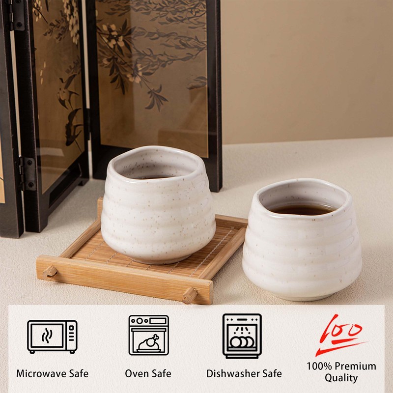 YumiPLUS 4pcs Ceramic Tea Cup Set – 160ml 5.4OZ Porcelain