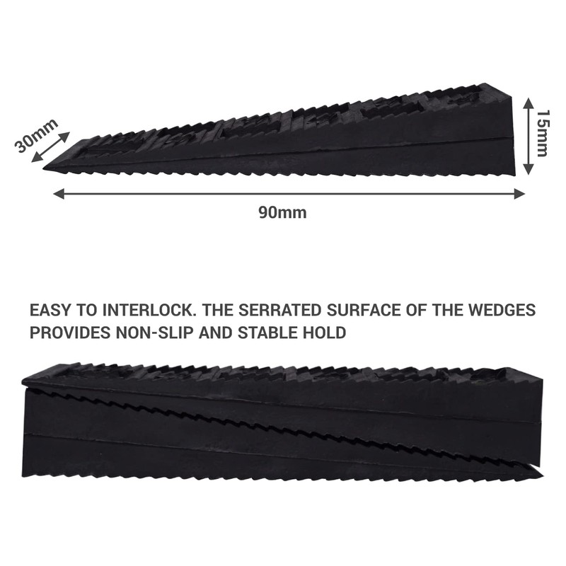 SKIR'CO (4 Pack) Black Plastic Rib Wedges 90 x 30