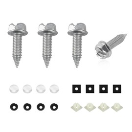 JUSTTOP 4 PCS License Plate Screw Kit, Stainless Steel Anti-Theft Car License Plate Screw Bolt Kit, Rustproof Self Mounting Fasteners for Front and Rear License Plate Frame (Silver)