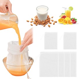 VCRANONR Pack of 6 Nut Bags with Drawstring, Fine Mesh Filter Bag, Nylon Strainer Bag, Washable Cheese Cloth, Press Bag, Filter Cloth, Nut Milk Bag, Straining Cloth Juice, Filter Cloths (20 x 15 cm,