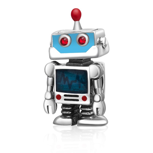 Heartbeats Robot Charms 925 Sterling Silver Smart Robot Charms Fits