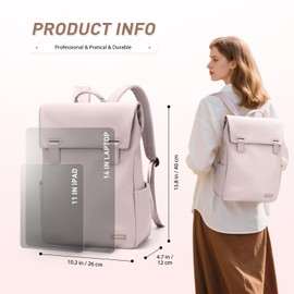 GOLF QUALITY Women Laptop Backpack Computer Backpacks Carry On Waterproof backpack Fits 14Inch Notebook Travel Commute College (Dusty Pink)