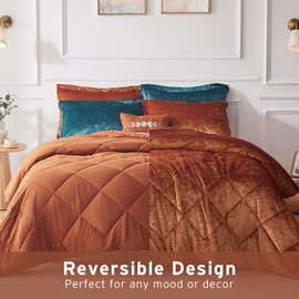 Intelligent Design Queen Duvet Cover Set, Velvet Queen Duvet Set, Luxury Diamond Quilting, Lustrous Duvet Cover, Fluffy Duvet Cover, Decor Pillow & 2 Shams, 4 Pieces, Felicia Full/Queen, Rust