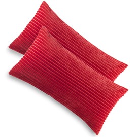 Kuscheli® Set of 2 Cushion Covers in Double Pack Cashmere Touch Fleece Pillow Slip, Sofa Cushion Pillowcase Pillowcases Couch Cushions, Colour: Red, Size: 2 x 40 x 80 cm