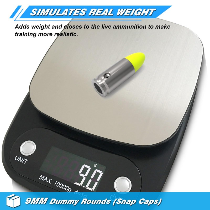 9mm Dummy Rounds Snap Caps Practice Rounds - Closed Weight
