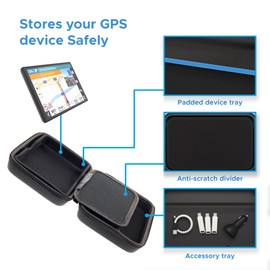 Digicharge Black Hard Carry Case For TomTom Go Superior 6’’ Classic 2nd Gen Lite 6’’ Advanced Premium Basic Essential 6 Inch Discover 6’’ Go Camper Tour GO 6200 6250 Go Professional Tom Tom Sat Nav