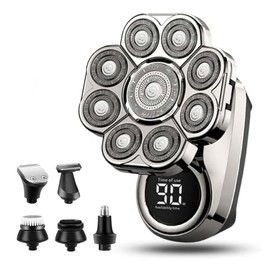 9.0 Shaver Ultra 9D Floating Head Shavers for Bald Men with Led Display Cordless Rechargeable Ipx7 Waterproof Wet/Dry Rotary Shaver (1 Set)