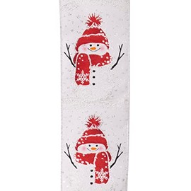 CF Collection Wired Edge Ribbon for Christmas Tree Trim, Holiday Decor, Wreaths, Swag, Bows DIY Crafts, Gift Wrapping and More Pack of 1 2.5in by 10yd (White Snowman)