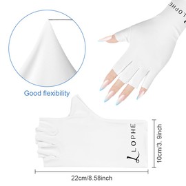 LOPHE UV Gloves Nails, Anti-UV Protection, Fingerless Glove, Skin Care, Gel Manicure Gloves for Manicure, Nail Art, Cycling, Driving, Fishing, Fitness (White)