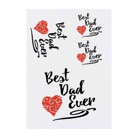 Azeeda 4 x 'Bester Papa aller Zeiten mit rotem Herz' Temporäre Tattoos - Wasserfest, Hautfreundlich & Ungiftig · Transfers in Verschiedenen Größen (TO00074014)