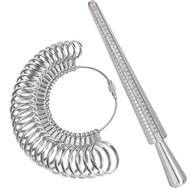 Accmor Ring Sizer Tool Including Ring Mandrel & Ring Sizer Guage, 4 Sizes Ring Measurement Stick Metal Mandrel & Finger Sizing Measuring Tool Set for Jewelry Making Measuring