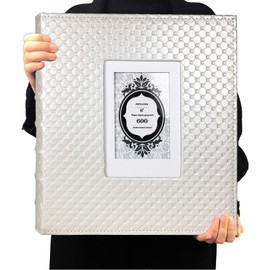 RECUTMS Photo Album 4x6 600 Photos Black Pages Large Capacity Leather Cover Memo Album Wedding Family Photo Albums Holds 600 Horizontal and Vertical Photos (600 Pockets-Diamond White)