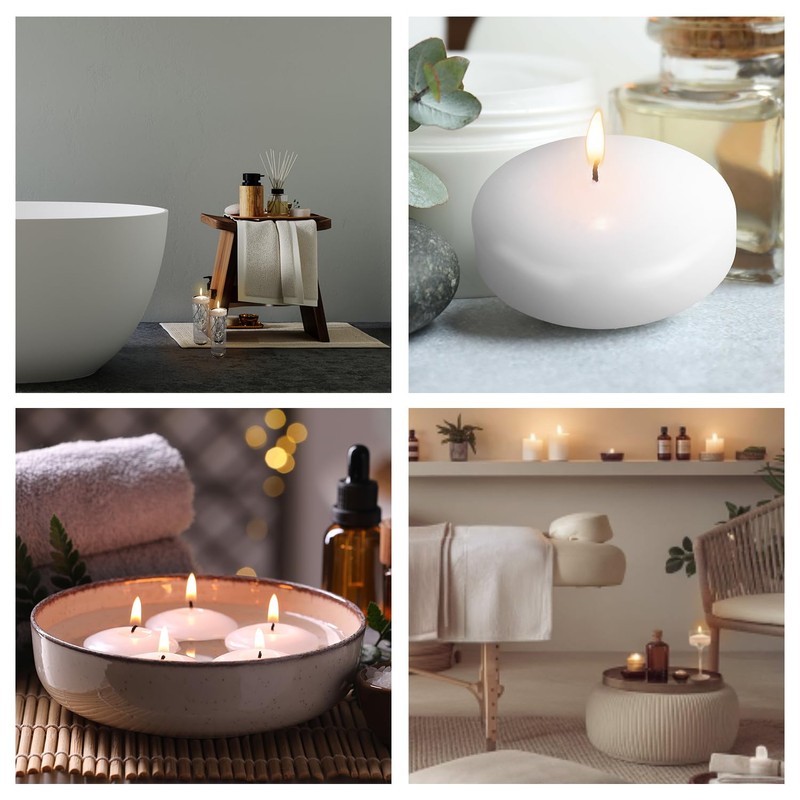 Unieasy Christmas White Floating Candles 3 Inch -12 Pcs,Unscented Floating