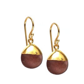 Gempires Teardrop Dangle Earrings, Strawberry Quartz Gemstone Earring, 14k Gold Electroplated Pear Earrings for Women with Gold Plated Hooks, Gift for Her (red strawberry quartz)