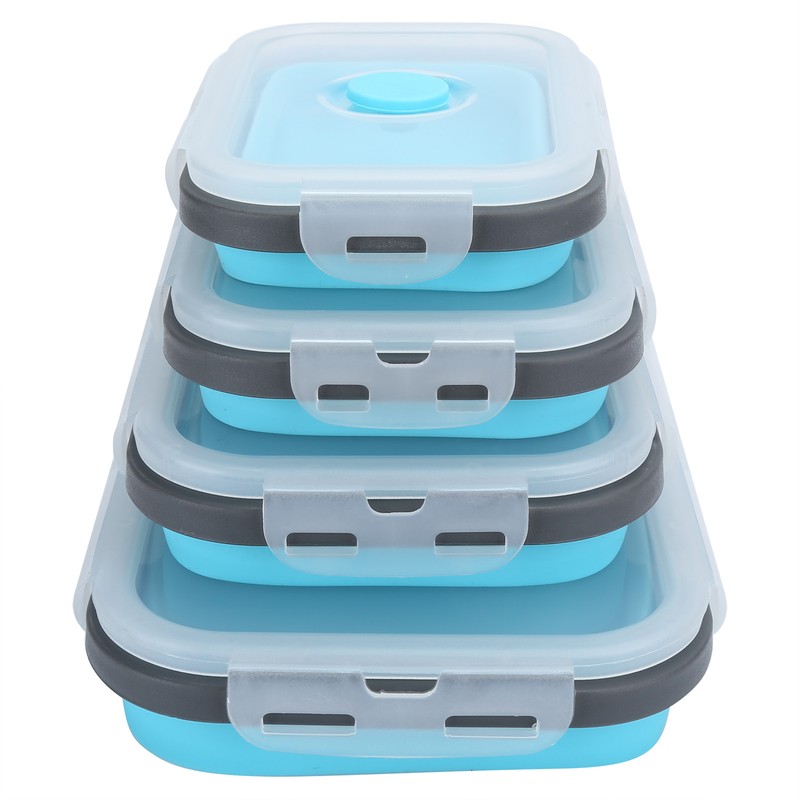 4Pcs/Set Silicone Lunch Box Collapsible Food Storage Container Bento Box