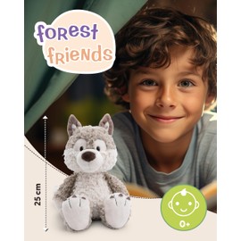 NICI Forest Friends Wolf Cuddly Toy Winny 25 cm - Fluffy Stuffed Toy for Cuddling, Playing and Loving, Sustainably Produced Plush Toy - 49948