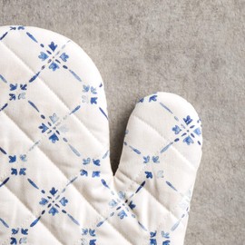 Maison d' Hermine Guantes de horno + soportes para ollas, 100% algodón, resistentes al calor, guantes de horno (7.5 x 13 pulgadas) y almohadillas para orejas calientes (8 x 8 pulgadas) para cocinar barbacoa, hornear, faience, primavera/verano