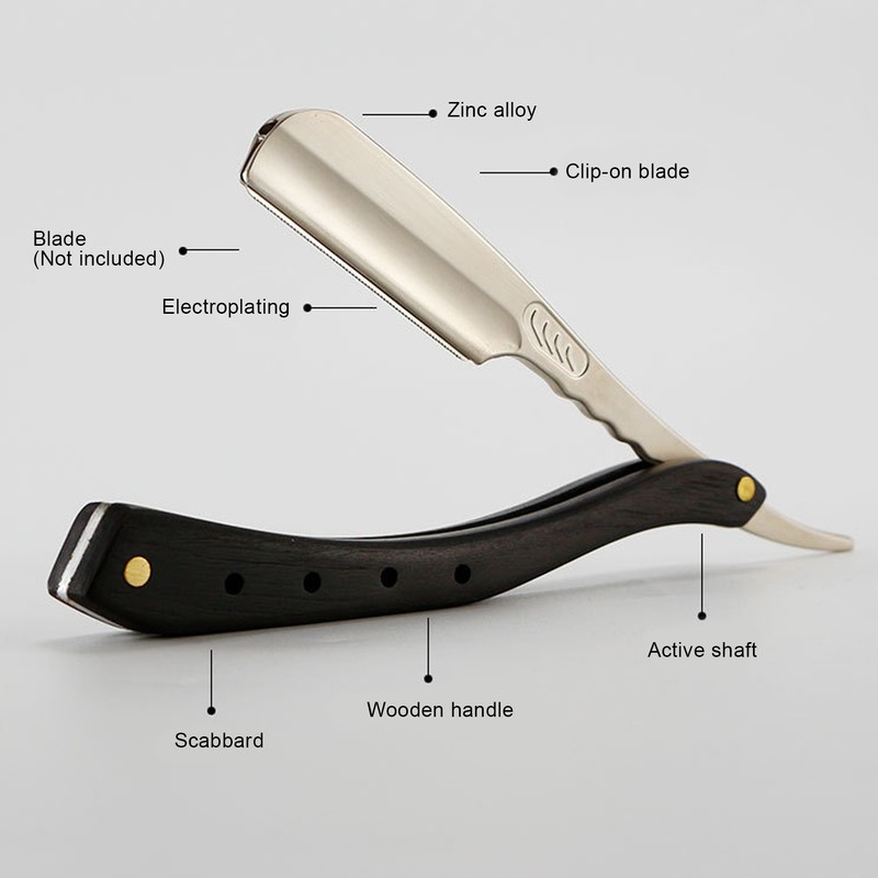 Men's Straight Edge Razor Zinc Alloy Wooden Handle Razor for