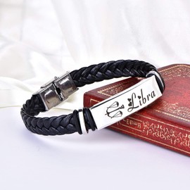 STARCHENIE Libra Leather Bracelet 12 Constellation Braided Punk Wrist Rope Cuff Bracelet