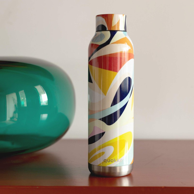 Quokka Solid Abstract Stainless Steel Water Bottle, 630 ml, Metal,