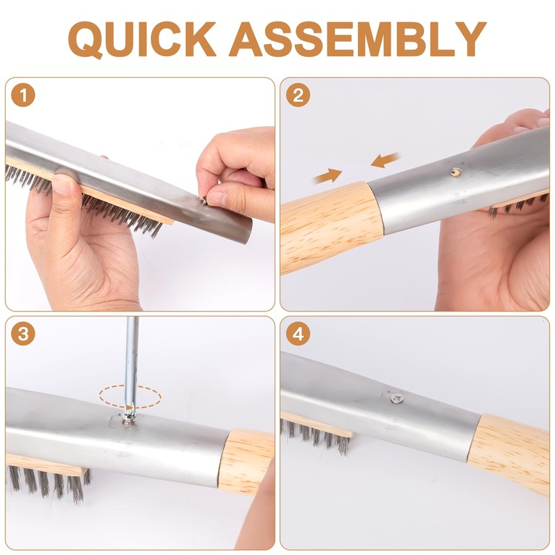 26" Stainless Steel Pizza Oven Brush with Extra Long Heat-Resistant