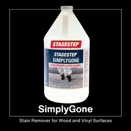 Stagestep Simply Gone Stain Remover for Wood and Vinyl Surfaces, Easy to Apply, Removes Stubborn marks of beverages, grease, oil, most shoe polish, 1 Gallon