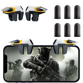 GOFOYO Mobile Game Controller Trigger,6 Finger Game Trigger Gamepad Large Thickness, Sensitive Trigger with 3 Pair Gaming Finger Sleeves