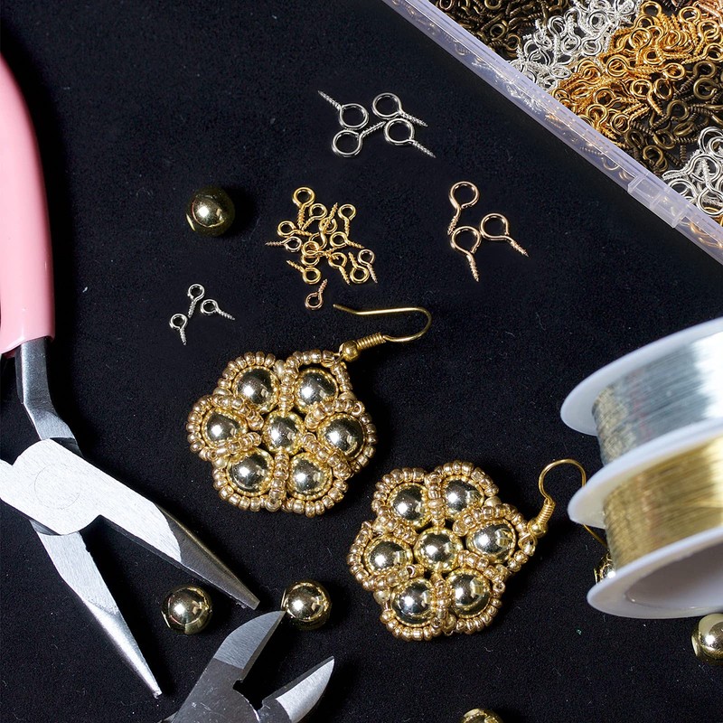 Ferraycle 1200 Pcs Small Screw Eye Pins for Jewelry Making