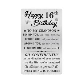 MOQIYXL Grandson 18th Birthday Card, Happy 18 Birthday Grandson Gifts Ideas, Small Engraved Wallet Card