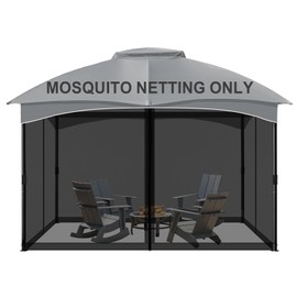 COWVIE Gazebo Replacement Netting Screen, 10' x 12' Universal Gazebo 4-Panel Mosquito Sidewalls with Double Zippers for Outdoor Patio (Only Netting)