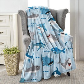 COLLA Shark Blanket for Boys Girls, Soft Plush Kids Throw Blanket Shark Gift for Shark Lovers Flannel Fleece Blanket Decor for Boys Room 60X50 Inch