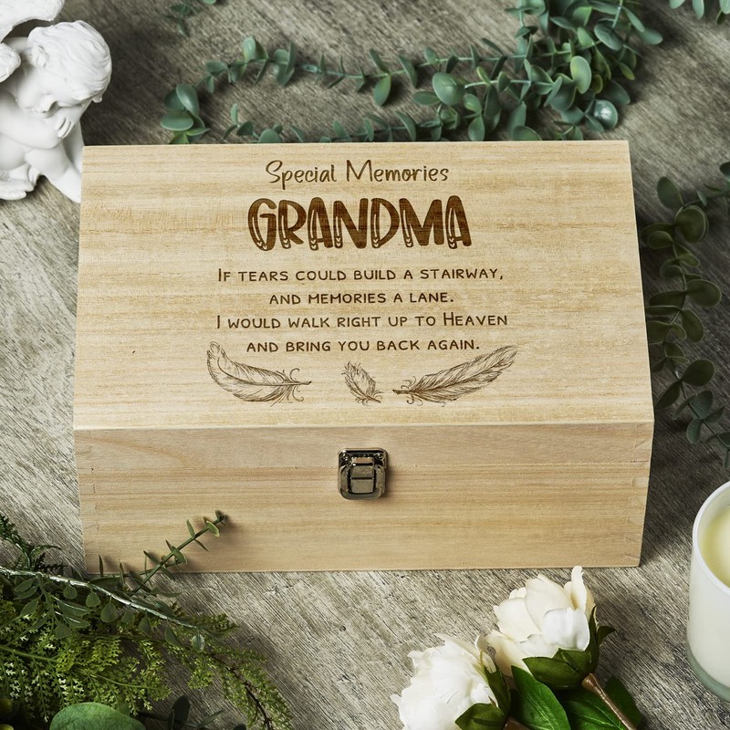 ukgiftstoreonline Grandma Remembrance Large Wooden Memory Keepsake Box Gift