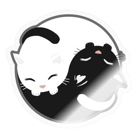 Spreadshirt Yin Yang Cats Black and White Sticker, 10 x 10 cm, Transparent Glossy