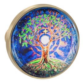 Amogeeli Tree of Life Glass Brass Cabinet Knobs Drawer Locker Pull Handles with Screws Pack of 6