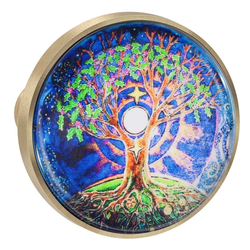 Amogeeli Tree of Life Glass Brass Cabinet Knobs Drawer Locker