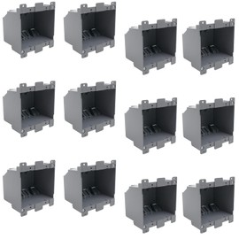Electrical Outlet Boxes Plastic 2 Gang，Plastic Junction Box for Switches for Home Improvement，Electrical Outlet Boxes Plastic Bulk（12-Pack），26 Cu.in.Old Work Outlet Electrical Box，ETL Tested