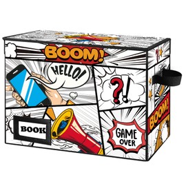 YNSZAS Comic Book Storage, Comic Book Box, 15.8" X 7.8" X 11.8", Collapsible Comic Short Box, Holds 160-180 Comic Book, Heavy Duty Comic Book Bin Container Holder Shelf (Cartoon Speakers)