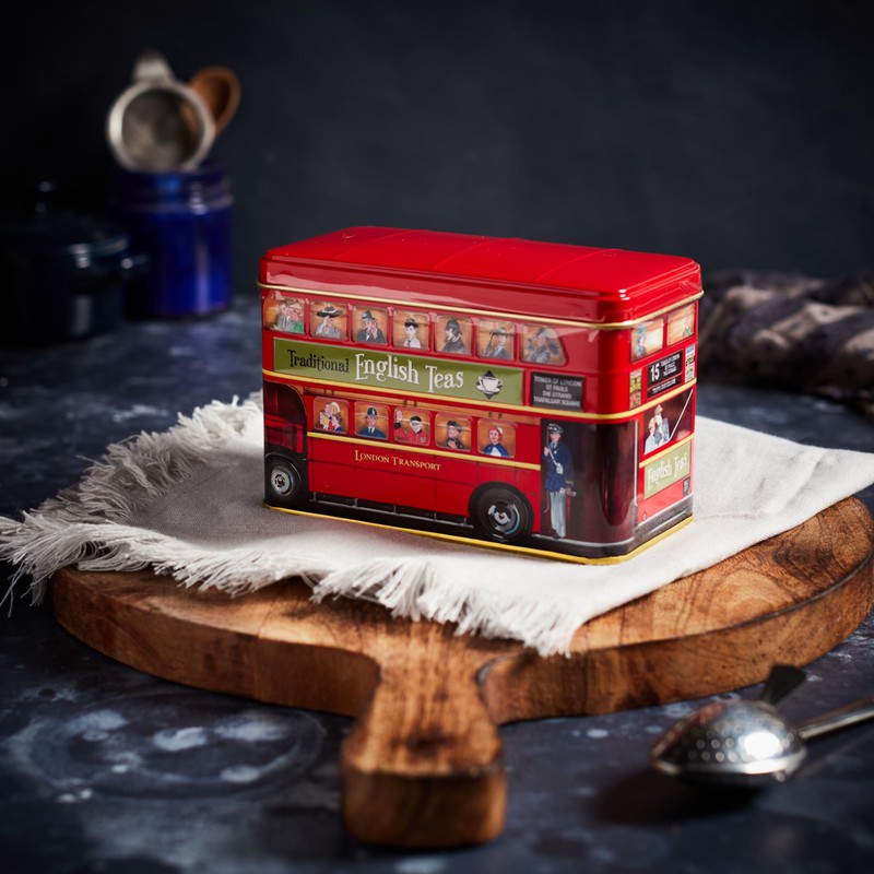 New English Teas London Bus Tea Tin with 25 English