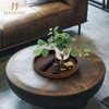 Hanobe Decorative Tray Round Serving: Faux Leather Coffee Table Trays