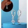 PMX Aretes Plata S925, Luna Y Estrella, Pavé De Zirconias,