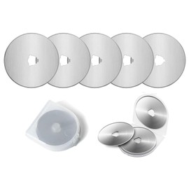 Yyyuluo 5Pcs 45mm Rotary Cutter Blades with Storage Case Round Cutter Replacement Fabric Cutting Blades Refill for Quilting Scrapbooking Sewing Paper Art Crafts, Style 1
