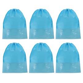 PATIKIL Drawstring Shoe Bag, 6 Pack 17 x 13 Inch Travel Shoe Bags Non-Woven Shoe Storage Bag Boots Shoes Organizer Pouch for Travel Home, Blue
